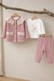 Baby Girl Set - 3-Piece Set - Lace Collared Jacket with Swan Print Bottom and Top Set 3 6 9 12 18 Months - 7