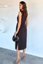 Women's Dress with Buckle Detail and Slit - 4