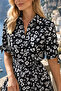 Women's Buttoned Floral Patterned Short Sleeve Dress - 4