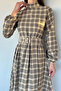 Women's Turtleneck Pleated Belted Dress - 2