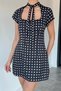 Women's Square Collar Polka Dot Piece Dress - 2