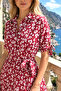 Women's Buttoned Floral Patterned Short Sleeve Dress - 4