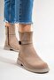 Zarponi Women's Genuine Leather Boots with Accessory Details Mink Suede - 7