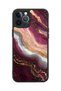 iPhone 12 Pro Max Compatible Burgundy Marble Pattern Shockproof Case with Camera Protection - 5