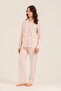 Women's Long Sleeve Dusty Pink Striped Modal Shirt Pajama Set (with Socks as a Gift) - 8