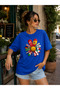 Unisex Printed Half Oversize T-Shirt Turkey World Flags Colorful Graphic Patterned Crew Neck Short Sleeve Casual T-Shirt - 2