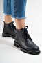 Partilla Women's Genuine Leather Lace-Up Boots Black - 7