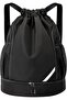 Drawstring Sports Gym Bag Waterproof String Backpack with Shoe Compartment and Side Mesh Pockets for Women