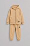 Boy's Hooded Zippered Beige Color 2-Thread Brushed Fabric Tracksuit Set - 8