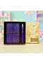 Leaf Patterned Leather Notebook and Purple Metal Pen Set