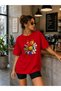 Unisex Printed Half Oversize T-Shirt Turkey World Flags Colorful Graphic Patterned Crew Neck Short Sleeve Casual T-Shirt