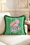 Retro Cuppa Tea Cup and Striped Patterned Fringed Cushion Cover - 2