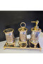 Engraved Detail Bathroom Accessory Set Gold - 3