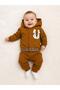 Baby Boy 3-12 Months Tiger Patterned Hooded Cardigan, Sweatshirt and Pants 3-Piece Set - 3