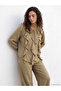 Lcw Modest Khaki Tie-Neck Ruffle Blouse