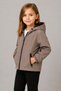 Girl's Mink Lined Hooded Waterproof and Windproof Zippered Seasonal Raincoat