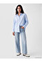 Özmarka New Season Blue Oversize Poplin Women's Shirt - 2