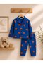 100% Cotton Long Sleeve Buttoned Cute Patterned Soft Textured Bottom Top Baby Boy Pajama Set - 2