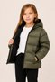 Girl's Khaki, Hooded, Fur Inside, Puffer Coat, Waterproof - Windproof, Winter Coat - 4