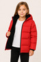 Girl's Red, Hooded, Fur-Lined, Inflatable Coat, Waterproof - Windproof, Winter Coat - 4