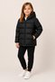 Girl's Black, Hooded, Fur-Lined, Inflatable Coat, Waterproof - Windproof, Winter Coat - 2