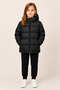 Girl's Black, Hooded, Fur-Lined, Inflatable Coat, Waterproof - Windproof, Winter Coat