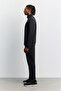 Men's Black Stand-Up Collar Zippered Front Panel Mesh Detailed Side Pocket Technical Cardigan A62Y1319 - 4