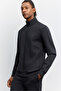 Men's Black Stand-Up Collar Zippered Front Panel Mesh Detailed Side Pocket Technical Cardigan A62Y1319 - 6