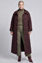 Wide Collar Quilted Giy Çık Dark Burgundy