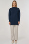 Sewn Detailed Knitwear Tunic Navy Blue - 3
