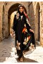 Printed Cardigan Jacket, Fashionable Abaya Robe with Headscarf