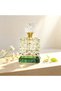 Luxury Clear Crystal Perfume Essential Oil Bottle, Empty Refillable, Golden Collar and Green Stand, Diamond Faceted Cut, Elegant Glass Vials for Home Fragrance Aromatherapy Office Desk Decor.