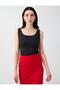Black Square Neck Slim Fit Strappy Tank Top