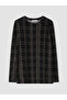 Vizyon New Season Black Crew Neck Patterned Women's T-Shirt - 5