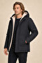 Men's Black Fur-Lined Water and Wind-Resistant Ribbed Sleeve Detachable Hooded Coat & Parka - 4