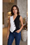 Women's Zero Sleeve V-Neck Buttoned Colorblock Atlas Vest - 5