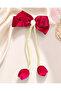 Red Color Pearl Bow Automatic Buckle - 2