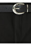 Black A-Line Mini Skirt with Belt at the Waist - 2