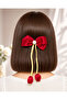 Red Color Pearl Bow Automatic Buckle