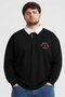 Jeans Men Regular Fit Embroidered Logo Long Sleeve Polo Shirt, Black