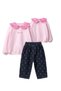 New Season Girls' Polka Dot Balloon Denim and Baby Collar Sweatshirt - 2