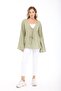 Women's Green Oversize Linen Kimono & Tie-Detail Batwing Sleeves Comfortable Fit - 6