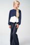 Shirt Detailed Knitwear Blouse and Navy Blue Wide-Leg Pants Set