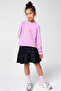 Navy Blue Fur Skirt and Pink Sweatshirt Set