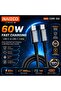 60W USB Type-C to USB Type-C Fast Charging Cable, Nylon Braided with 480Mbps Data Transfer, 10000+ Bends Durability, Safety Protection, Efficient Data Sync & Intelligent Voltage Control - 7