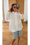 White Oversize Japanese Shirt with Button Detail - 5124 - 2