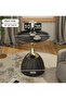 Tray End Table, Nordic Lotus Coffee Table Living Room Sofa Side Table Bedroom Bedside Table Black - 3