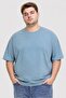 Jeans Men Crew Neck Short Sleeve Embroidered Logo T-Shirt, Smoke Blue