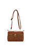 Double Zippered Fixed Strap Baguette Women's Crossbody Bag Padra Suede Tan - 2