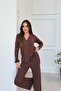 Brown Modal Front Buttoned Pajama Set - 3